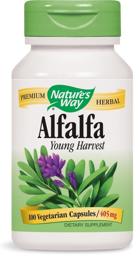 Nature 's Way Alfalfa Liście, 1,215 mg, 100 Kapsułki wegetariańskie, Opakowanie po 2