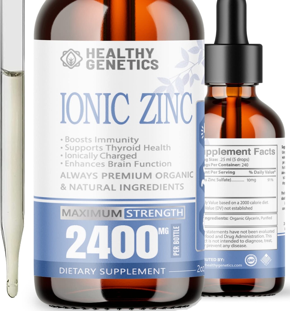 Płynne krople cynku Koncentrat dla całej rodziny 124; 240 Day Supply 124; Siarczan cynku 2400mg 124; Odporność, nastroje, Mózg Tyroid 124; 2 Oz