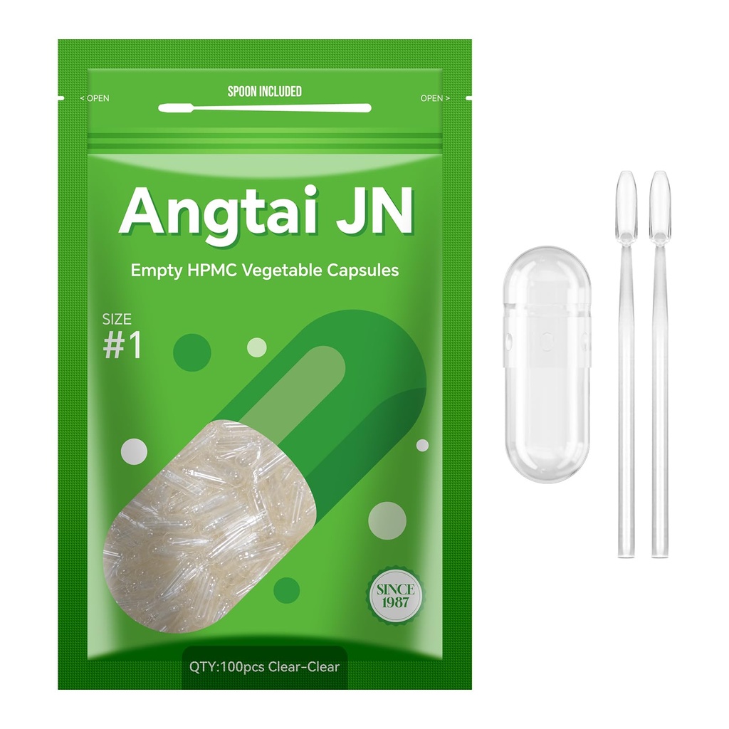 Rozmiar 1 Puste kapsułki roślina Wegan oparte jasne (100 Hrabia) Gluten Free, Non-GMO, Halal Certified Pill Caps Zestaw wypełniający z 2 łyżeczki do wegetariańskiego DIY własnych suplementów
