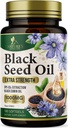 Black Seed Oil Softgels 1000mg - Premium Nigella Sativa Blackseed, Pure Natural Black Cmin Seed Oil & Przeciwutleniacz do skóry i wsparcia immunologicznego - Nie GMO, Butelki w suplemencie USA - 180 Softgels