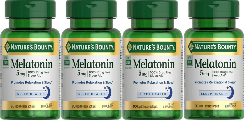 Nature 's Bounty Super Siła Melatonina 5 mg Softgels 90 ea (Opakowanie 4)