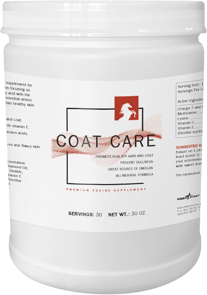 Zielona Gwiazda, Coat Care ™, Proszek Suplement do Equine, Dodatek paszowy, 2 Lbs
