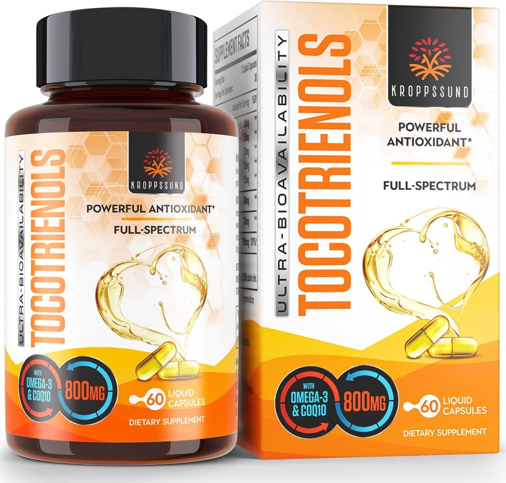 Kroppssund Tocotrienols 800mg Supplement Agregat 124; bogaty w witaminy E Tocotrienole - 60 Kapsułek płynnych