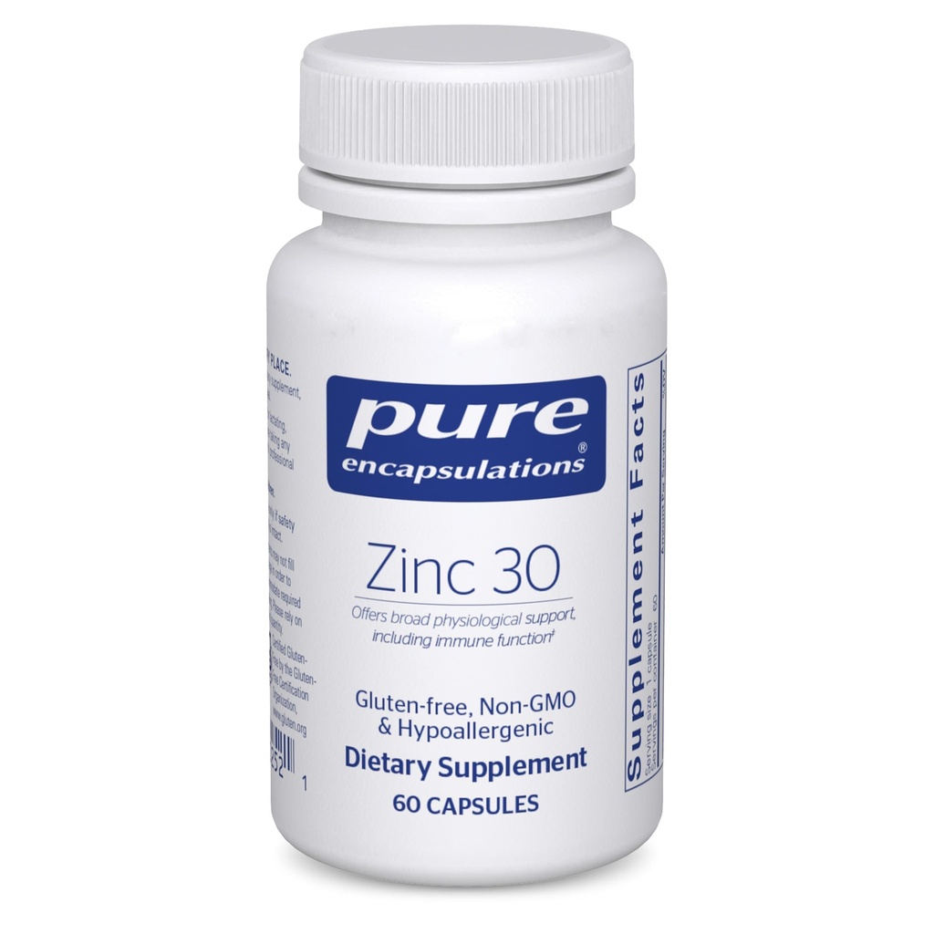 Czyste enkapsulacje Cynk 30 mg - Suplement do wsparcia układu immunologicznego, wzrostu i rozwoju, i gojenia ran * - z Pikolinatem cynku 30 mg - 60 Kapsułki