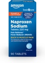 Basic Care Back and Muscle Pain, 220 mg, 12- Hour Pain Relief, Naproxen Sodu Tablets, Reliever Pain and Fever Reducer, 90 Count