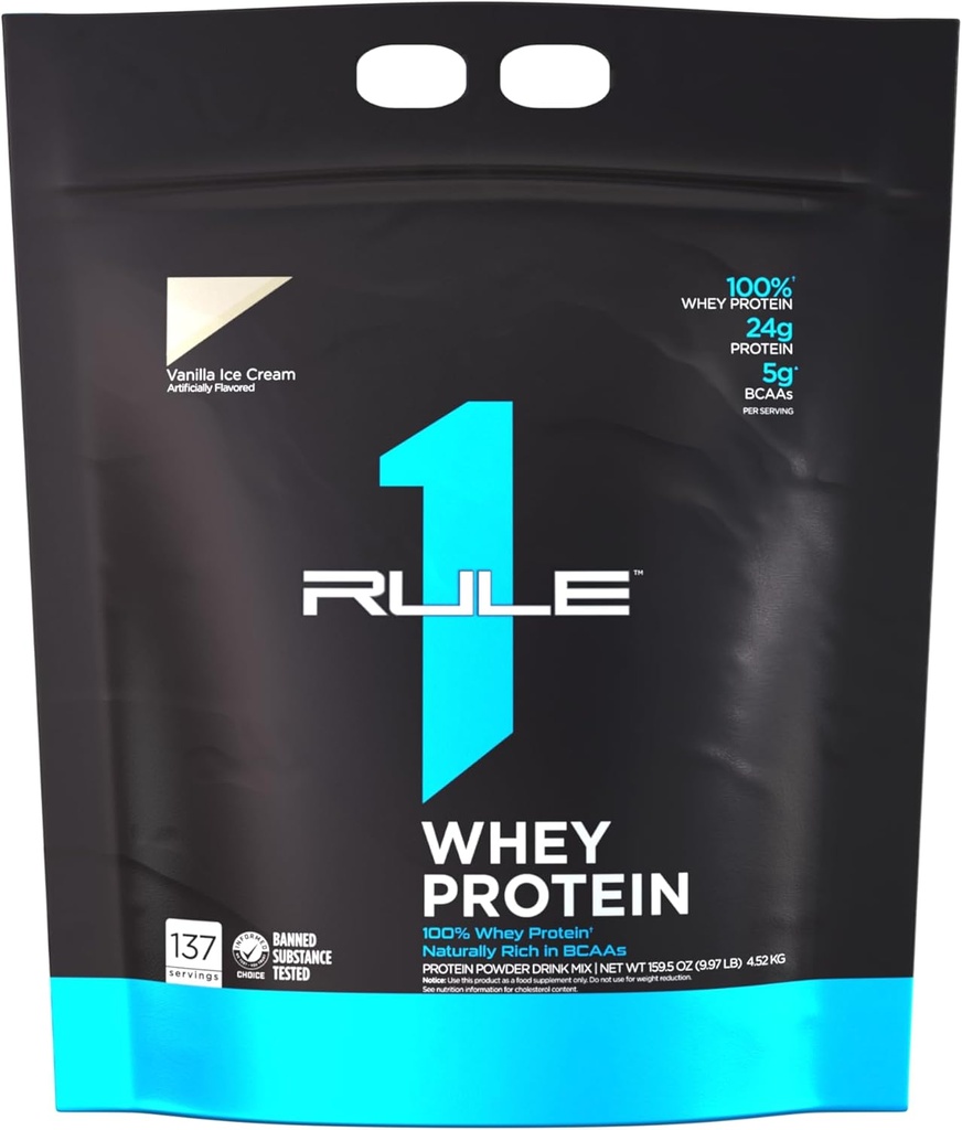 Artykuł 1 Białko serwatki - 24 g Białko szybko działające z All- Whey Sources z naturalnie występującymi EAA & BCAA do odzyskiwania lub wykorzystania w każdej chwili (10 funtów *, Lody waniliowe)