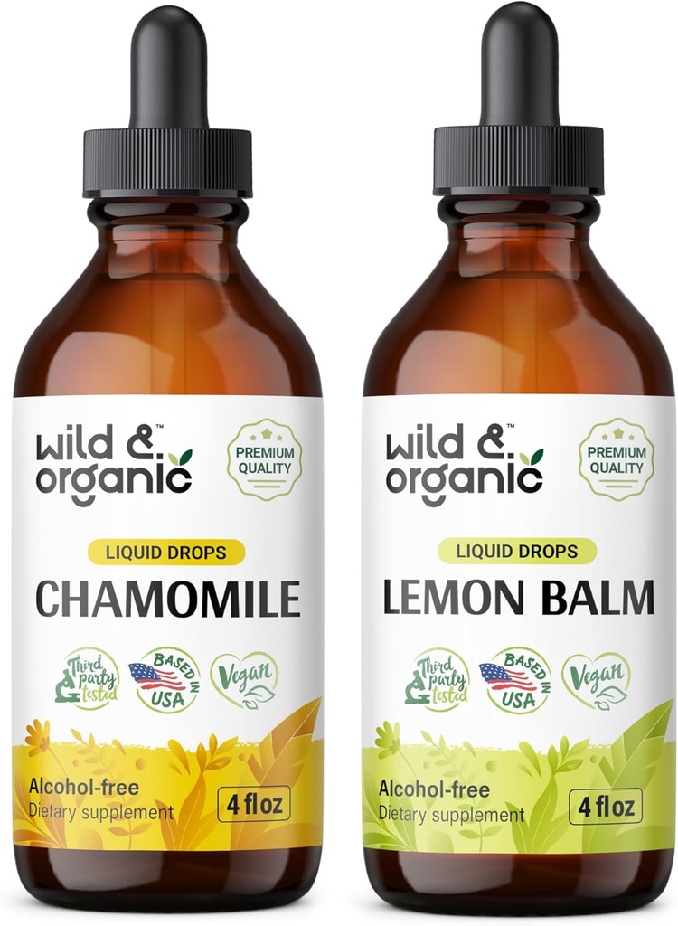 Wild & Organic Rumomile Tincture 4 fl oz & Lemon Balm Tincture 4 fl oz