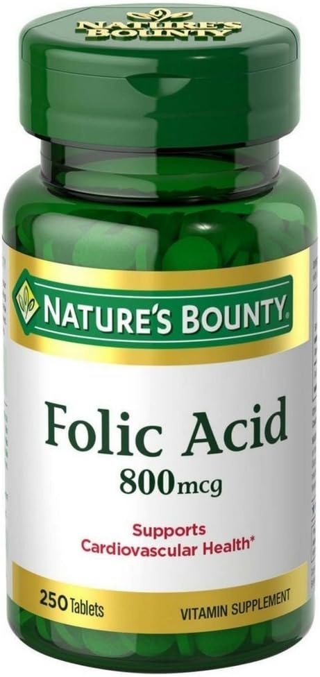 Kwas foliowy 800 µg tabletki Maksymalna moc, 2 butelki (250 sztuk)
