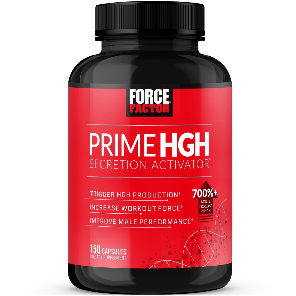 FORCE FACTOR Prime HGH Secretion Activator Supplement for Men with L- Arginine and L- Glutamine to Trigger HGH Production, Boost Workout Force, and Improve Athletic Performance, 150 kapsułki