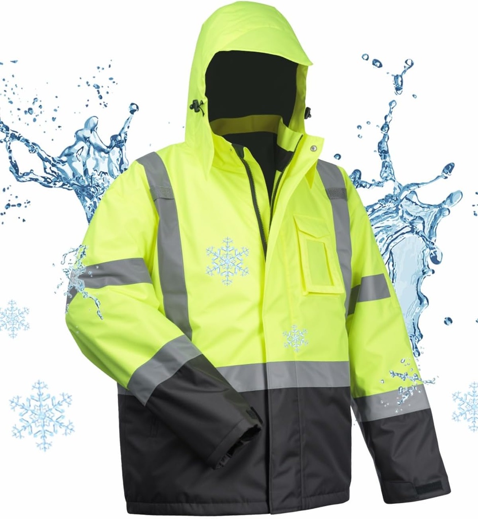 narzędzie 100% wodoodporne Kurtki bezpieczeństwa dla mężczyzn, Hi Vis Reflective Work Kurtki, Konstrukcja płaszcze deszczowe dla zimnej pogody
