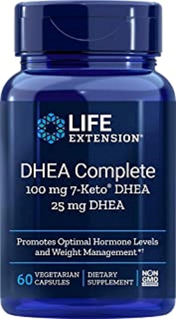 Life Extension DHEA Complete, 100 mg 7- Keto DHEA, 25 mg DHEA, 60 kapsułek