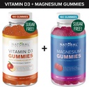 Bez cukru Witamina D3 K2 Gummie (180 Gummie) i Sugar Free Extra Siła Magnezu Gummie (180 Gummie), Witamina D3 Gummie 5000 IU + K2 MK7 80 μg, Magnezu Cytrat Gummie 500 mg