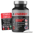 X- Energy Extra Force B Complex z kofeiną i witaminą B12 - Wsparcie energetyczne z B1, B2, B3 Niacyna, B6, Kwas foliowy, Biotin, B5, Tauryna, Ginseng, Rhodiola, Maca, Acai & Spirulina - 60 Kapsułki