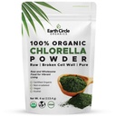 Ziemskie Circle Organic Chlorella Proszek Superfood 124; Koszerna 124; Broken Cell Wall Chlorophyll, Wegan, Super Green Algae, Clean Chlorella, Wysoka w proteinie, Fiber & Amino Acids - 4oz