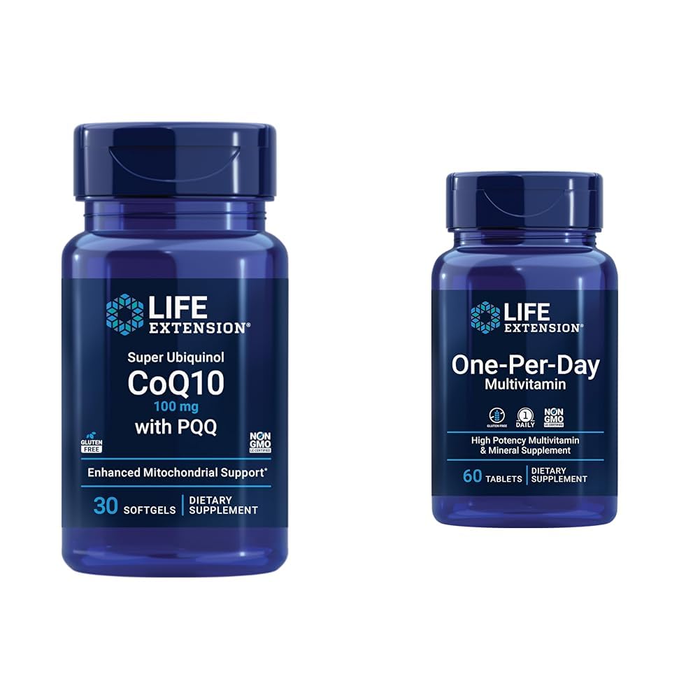 Life Extension Super Ubiquinol CoQ10 z PQQ, CoQ10, PQQ, shilajit, Heart Health & One- Per- Day Multivitamine - Pakowane z ponad 25 witamin, minerałów i ekstraktów roślinnych