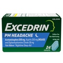 Excedryna PM na ból głowy Relief, Acetaminofen 250mg, Aspiryna 250mg, Difenhydramina Citrate 38mg, Pain Reliever, Nighttime Sleep- Aid, 24 Count