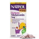 Natrol Dzieci szybko rozpuszczają Melatonina 1 mg, Suplement diety dla Restful Seep, Tabletki senne dla dzieci, 40 Truskawkowe - aromatyczne tabletki melatoniny, 40 Day Supply