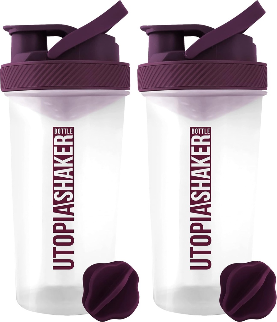 Utopia Strona główna Butelka z shakerem białkowym - (Opakowanie 2) 28- Butelki z shakerem do mieszania białek - Fitness Sports Classic Butelka z shakerem białkowym (Clear / Plum)