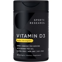 Sports Research Witamina D3 2000 IU z oleju kokosowego MCT - Podwójna Siła Suplement Witaminy D - NieGMO Zweryfikowane, Gluten & Soy Free - 50mcg, 360 Płynne Softgels