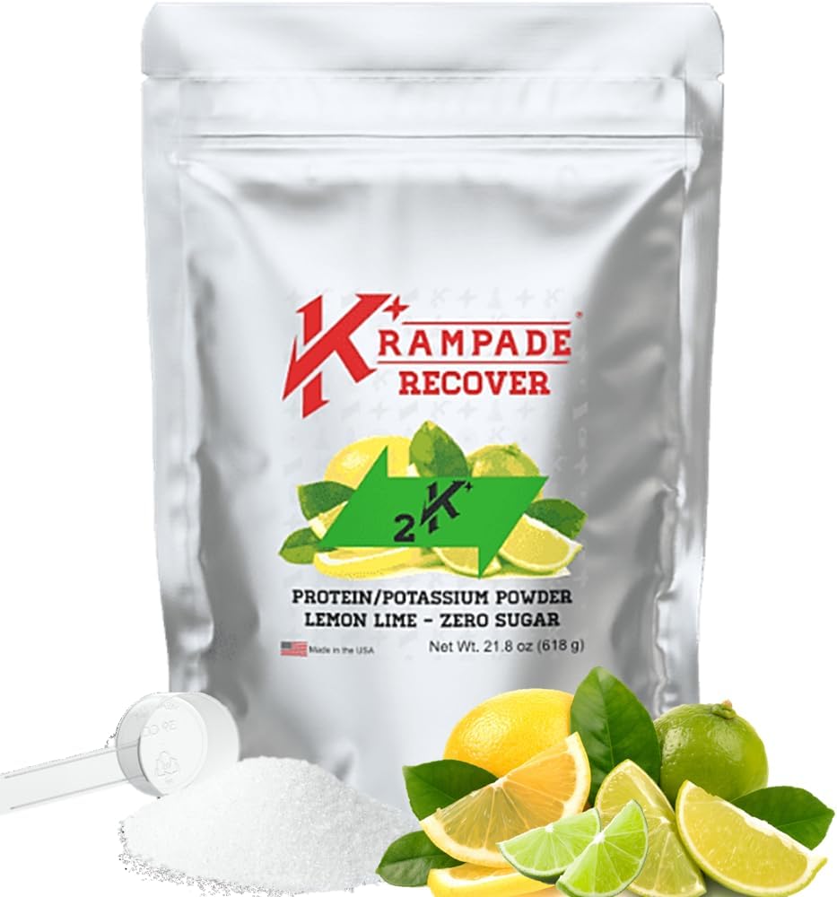 Krampade Białko serwatki Electrolytes Proszek BROM 124; 30g Białko & 7g BCAA + 2,000mg Suplement potasu + Magnez BROW 124; > 2X Więcej K + Niż Woda kokosowa