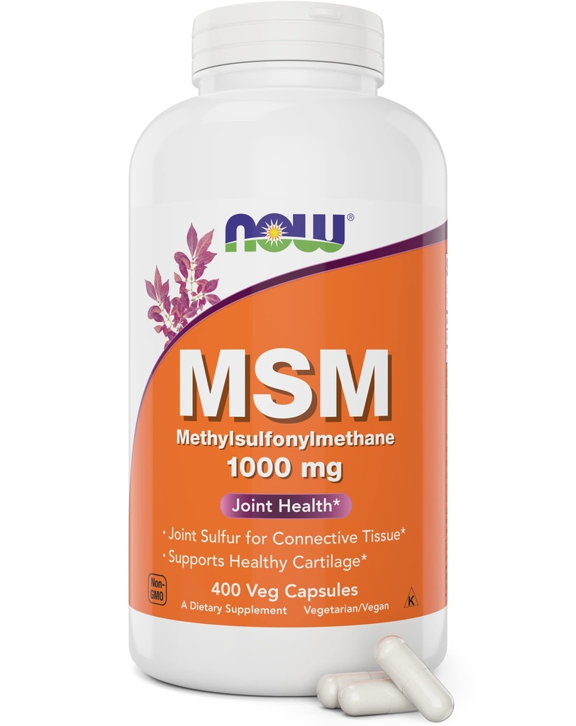 Teraz MSM 1000mg kapsułki Veg, 400 Hrabia Methyl- Sulfonyl- Metan, Made in USA, Suplement siarki, Non-GMO, Wegański Wegetariański Przyjazny