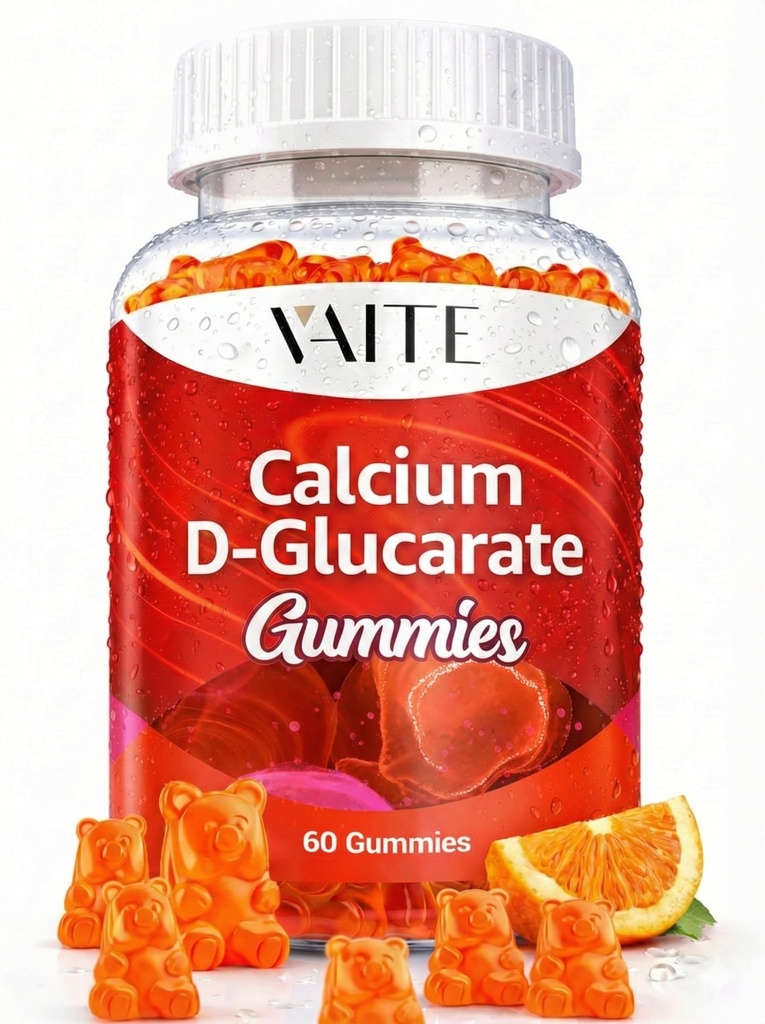 Wapnia D- Glucarate Gummies 1000mg - CDG Cleanse Supplement for Men and Women, Hormon Metabolizm Balance & Menopauza Wsparcie, Non-GMO, Wegan, Gluten Free, Soy Free Supplements, 60 Gumy Chewables