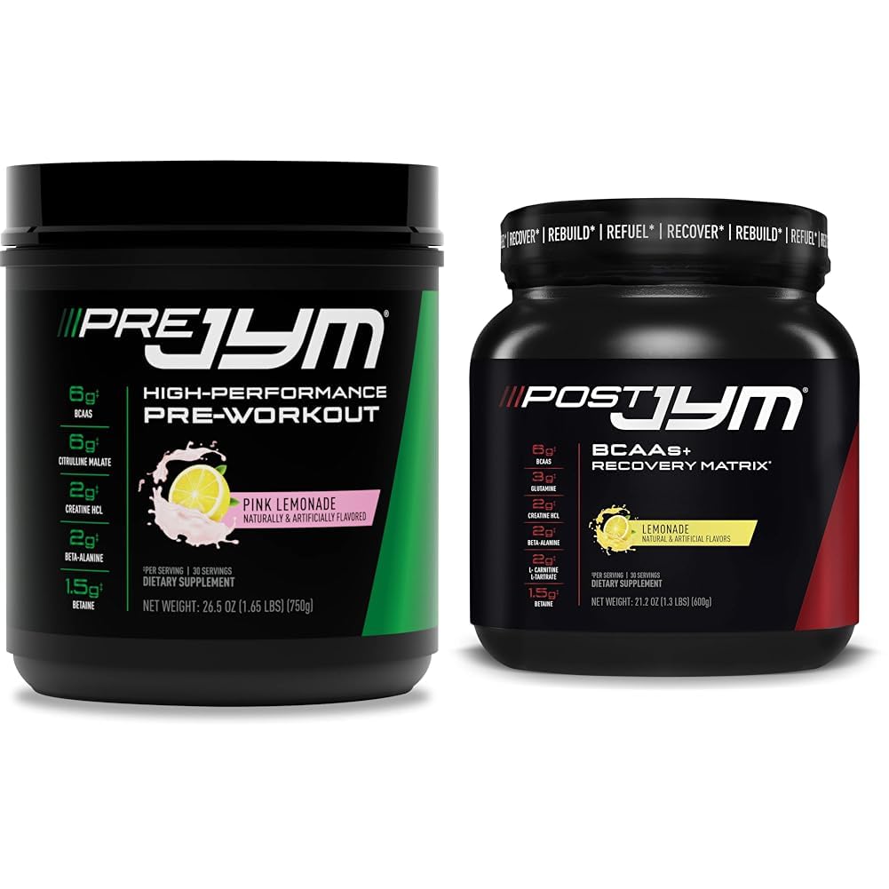 PRE JYM 30 Służenia - Różowa Lemoniada & Post JYM Aktywna Matryca - Lemoniada w proszku Bundle