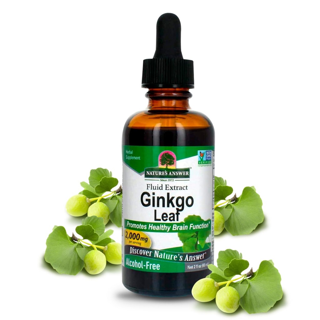 Nature 's Response Alcohol- Free Ginkgo Leaf 2000mg 2oz Extract Description 124; Stimulds Memory, Mood & Concentration Description 124; Gluten- Free, Kosher Certified & No Conservatives