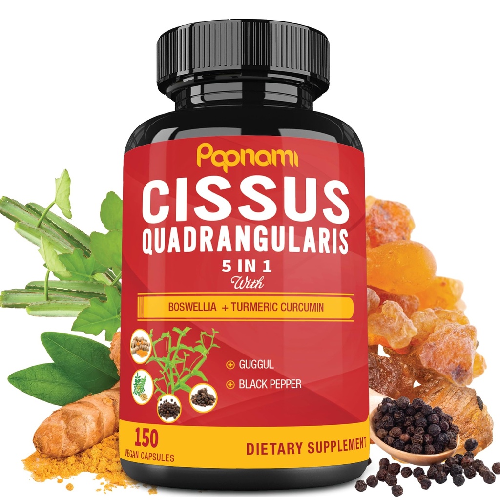 Premium Cissus Quadrangularis Kapsułki z Boswellia, Guggul, Turmeric, Black Pepper Extract - 150 Kapsułki - 5 Miesiąc Dostawy