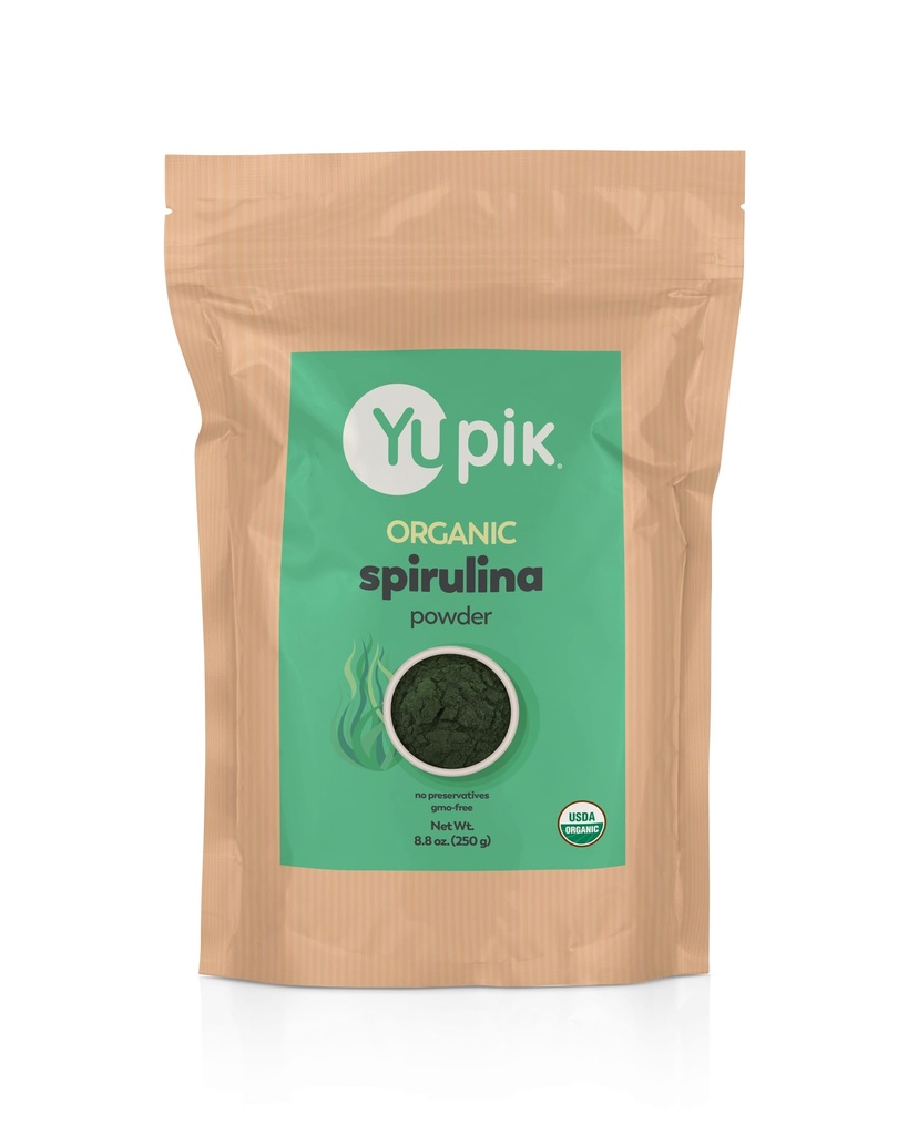 Yupik Organic Spirulina Proszek 8.8 oz, USDA Certified, Non-GMO, Kosher, Gluten- Free, Wegan, Wysoko w proteinie, Żelazko i przeciwutleniacze, Superfood dla Smoothies, Shakes & Piekarnictwo