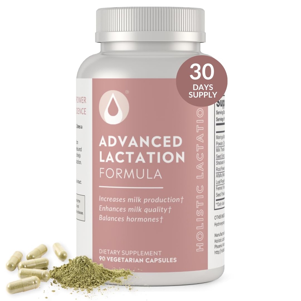 Holistic Lactation ® Advanced Lactation Formula (30 Servings), Suplement do wsparcia dostaw mleka, Zawiera organiczną Moringa i ekstrakt Thistle mleka, Kozieradka wolna