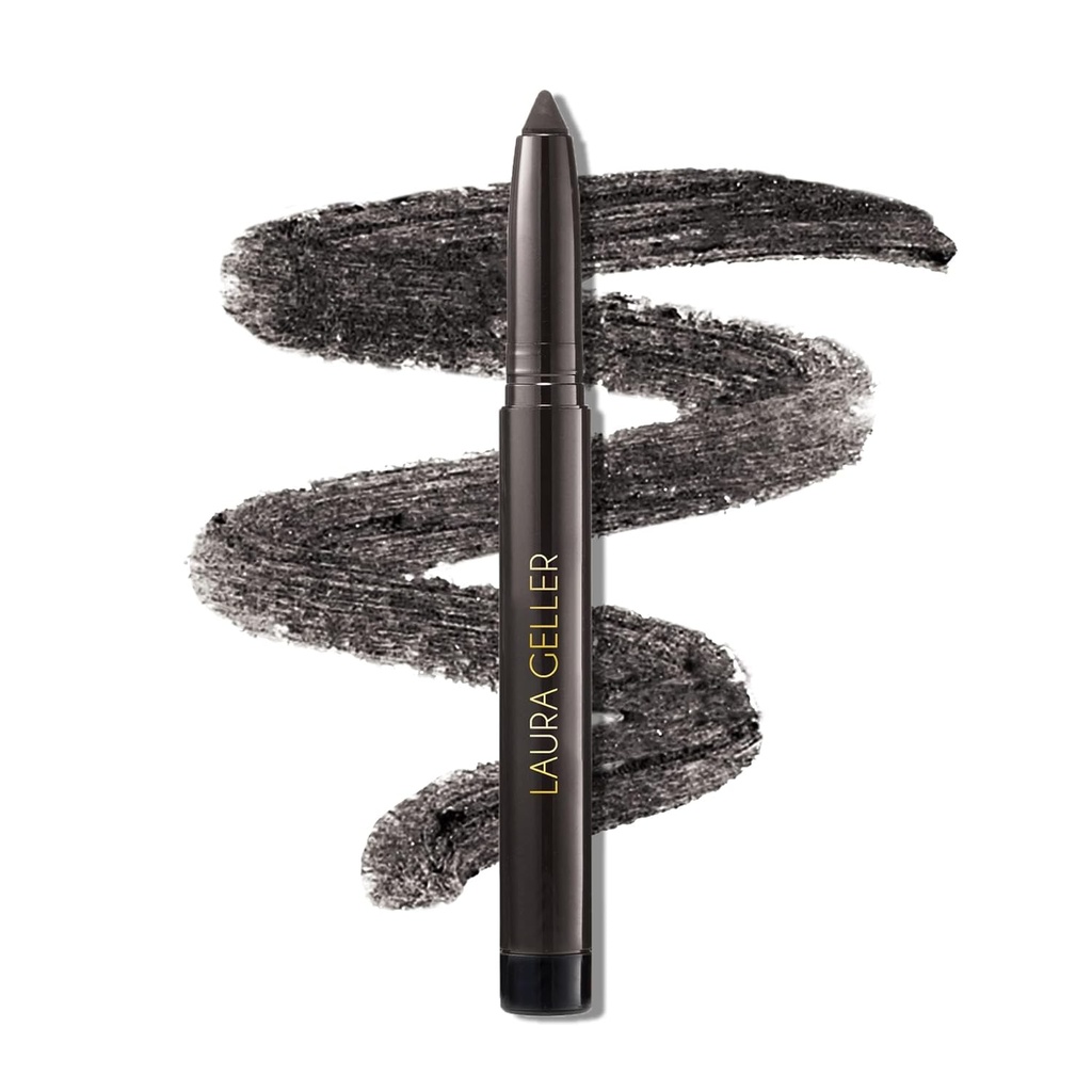 LAURA GELLER NOWY YORK Kajal Długi Kohl Eyeliner Pencil - Głęboki Węgiel Kohl - Kofeina i Witamina E - Gładkie i Blendable Liner - Budownictwo - W Sharpener