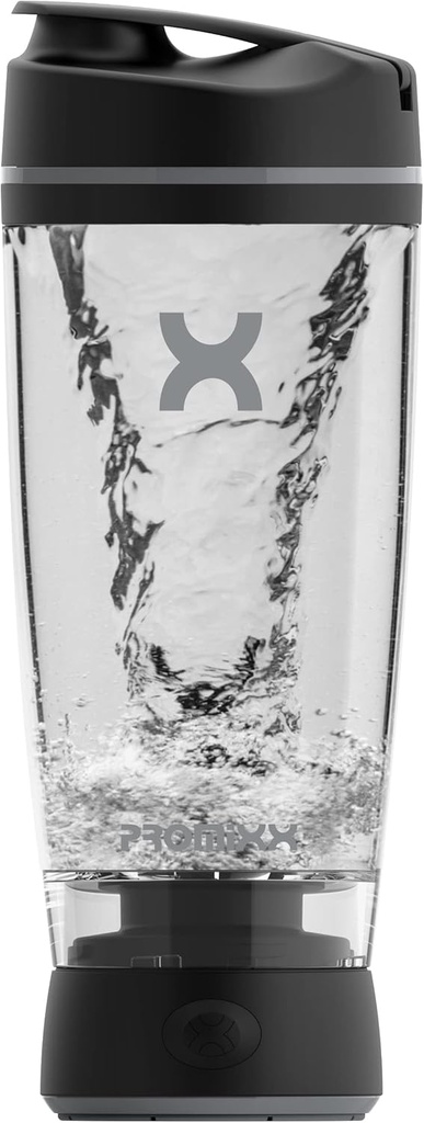 Promixx Oryginalna butelka shaker - Battery- zasilany bateryjnie do gładkich shakes protein - BPA Free, 20oz Cup (Czarny)