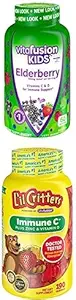 Paleta witafuzji Dzieci Elderberry Gummy Witaminy, 60Ct + Lil Critters Dzieci immunologiczne C Gummy Suplement: 60 lub 120mg Witamina C Na Podawanie, 190 Hrabia (95- 190 Day Supply)