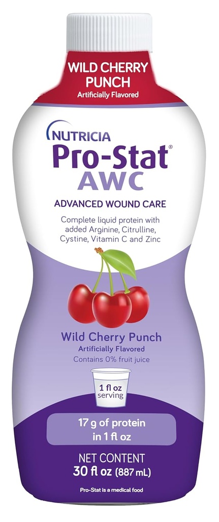 Pro- Stat Zaawansowana pielęgnacja rany (AWC), skoncentrowane płynne białko medyczne żywności - Wild Cherry Punch Flavor, 30 Butelka Fl Oz