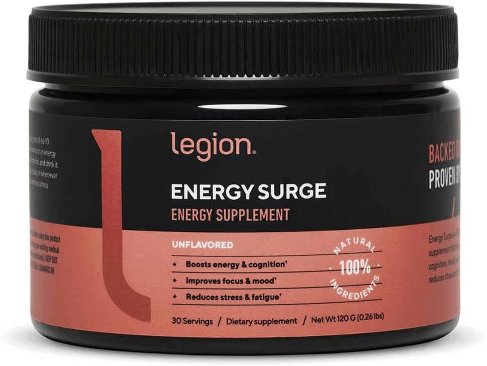 LEGION Suplement energetyczny - Niezapalony Proszek do napicia energetycznego - Kofeina Proszek z Tauryną i witaminą B Kompleks - Naturalnie słodzony Proszek energetyczny dla zdrowych napojów energetycznych (120g)