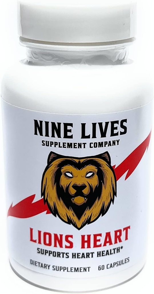 Nine żyje Lions Heart Daily Life Supplement. CoQ10, Magnez, L- Karnityna, Tautine, Nattokinaza, Niacyna