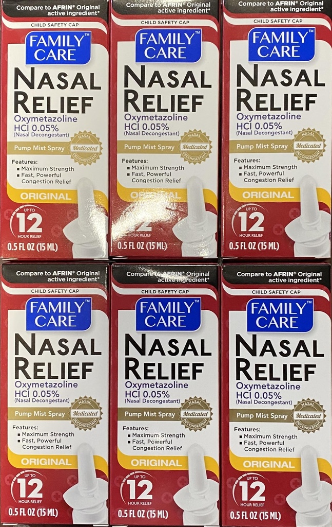 Przypuszczalny rozpylacz nasalowy, 12-godzinny pompa Mist Oxymetazolina HCL, 0,5 fl. Oz (6 opakowań)