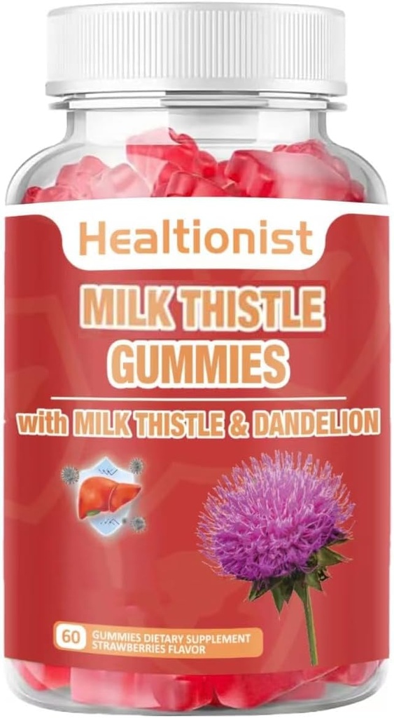Gummie do czyszczenia wątroby, detoksykacji i naprawy tłuszczu Wątroba Formuła Gummies, Wyciąg Tistle mleka 124; Przeciwutleniacze wsparcia i naturalnego zdrowia wątroby, Detox wątroby, 60 Wegan Ct