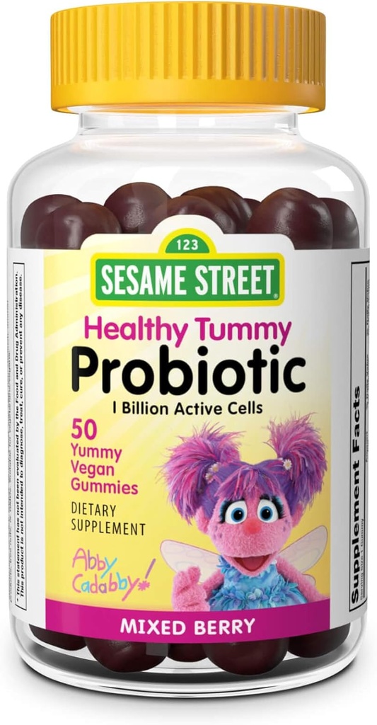Webber Naturals Sesame Street Zdrowe Tummy Probiotyki dla dzieci, 1 Miliard Aktywne komórki per Gummy, 50 Gummies, dla zdrowia pożywienia, Wolny od gluten, Dairy, Peanut & Gelatin, Wegan