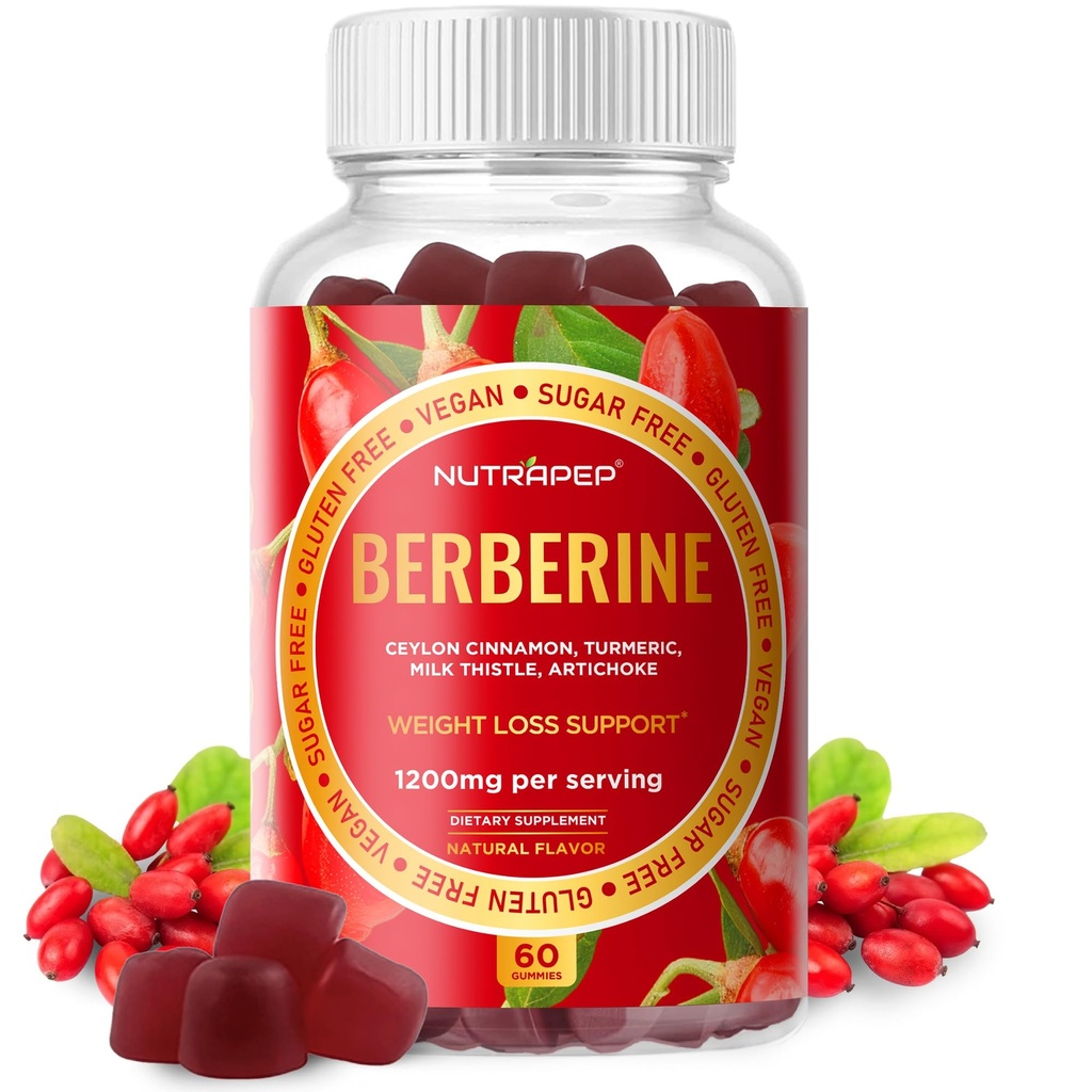 Premia Berberine HCl GLP-1 Gumiaki utrata masy ciała (1200mg) z Ceylon Cynamon Turmeric Milk Thistle Artichock - Sugar Free gluten Free High Potency GLP1 Suplement wsparcia