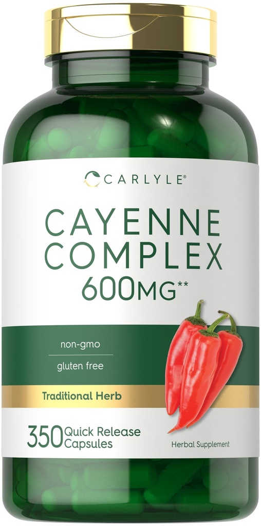 Carlyle Cayenne Pepper Kapsułki 600mg XI124; 350 tabletek XI124; Non- GMO, Gluten