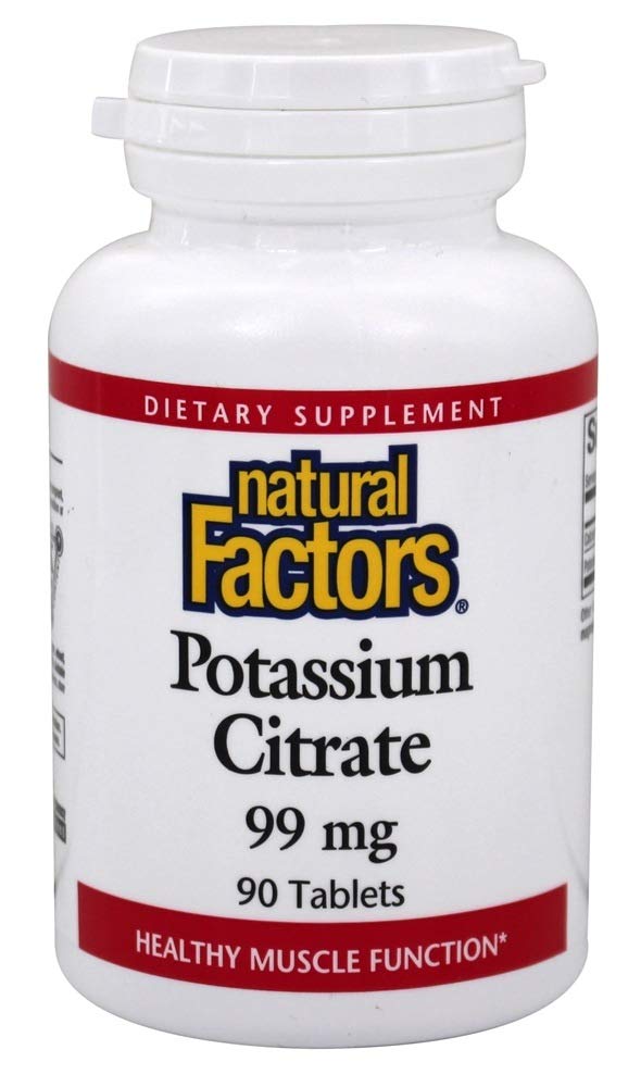 Natural Factors - Potassium Citrate 99mg, Supports Healthy Muscles, Nerves & Heart, 90 Tablets
