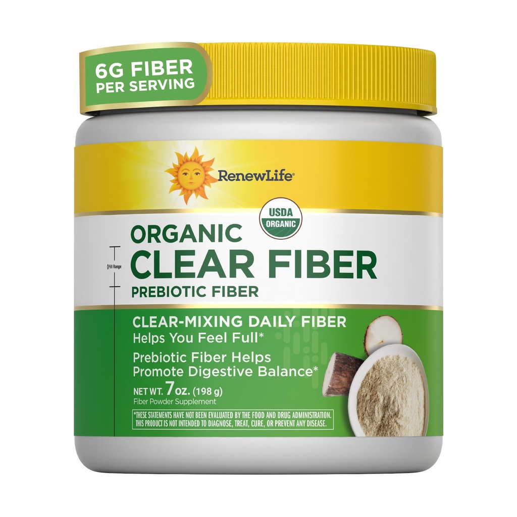 Renew Life Adult Total Clear Organic Prebiotic Keto Friendly Fiber, Proszek, 7 oz. (Pakiet May Vary)