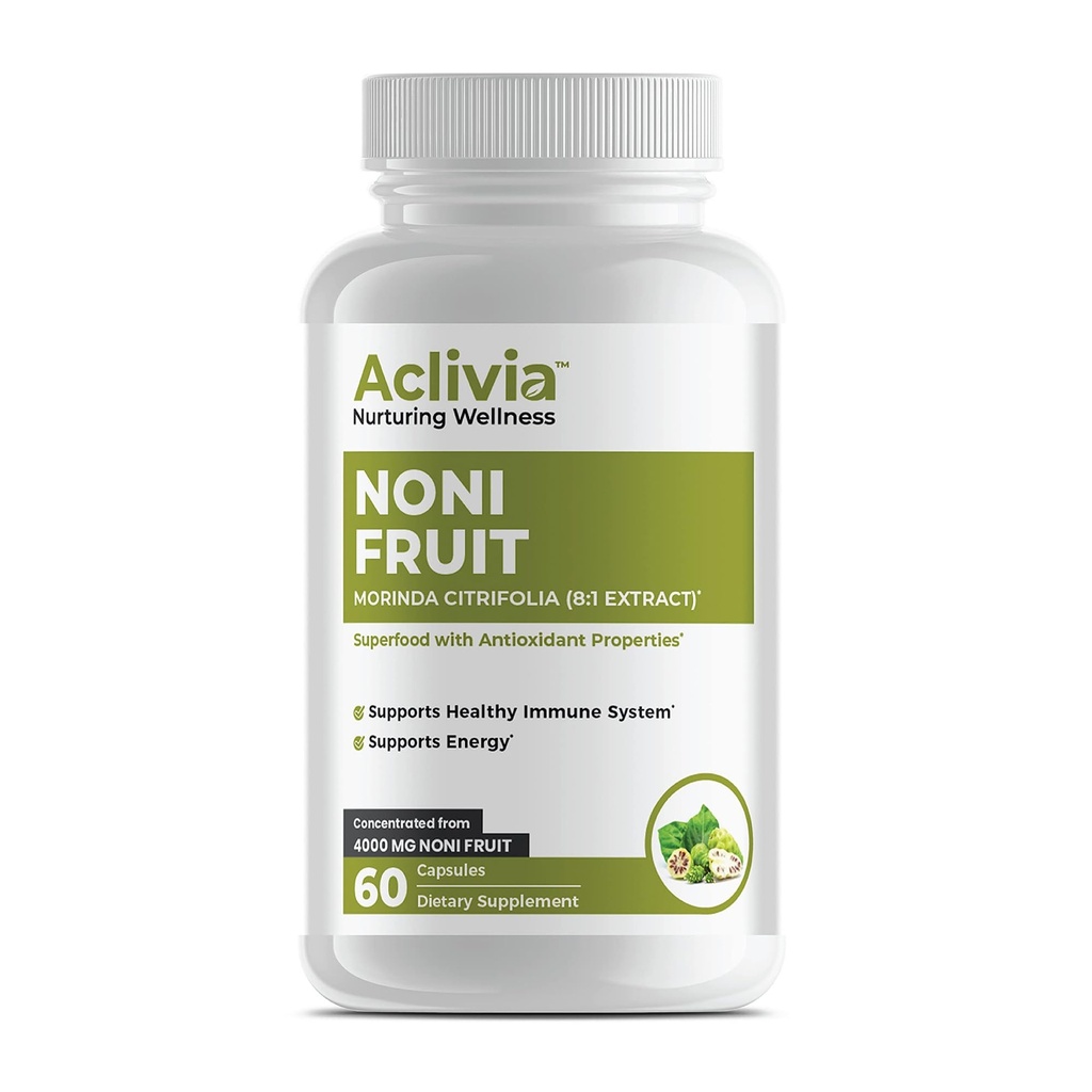 Organic Hawaiian Noni Fruit Capsules 4000 mg - Morinda Citrifolia Supplement - Non-GMO, Gluten- Free, USA Made, Brak sztucznych dodatków (60 Count)
