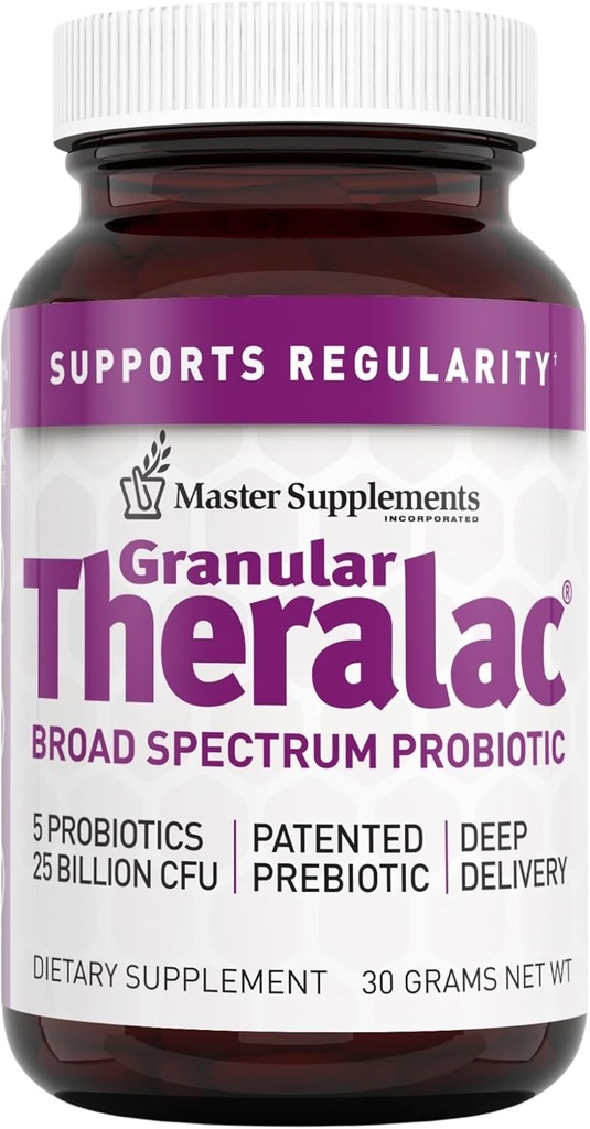 Master Supplements Granular Theralac - 1.05 oz - Wielokrotny Probiotyczny proszek dla optymalnego zdrowia Gut - Świetny dla dzieci - Wegan, Gluten Free - 40 Sługi