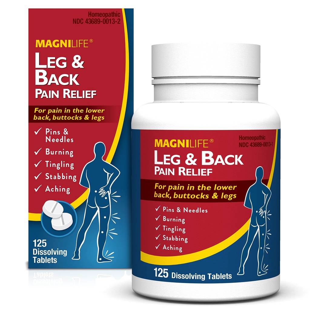 MagniLife Leg & Back Pain Relief, Fast- Acting Pain Relief, Naturalnie Soothe Burning, Tingling i dźganie Pains, objawowe lub zapobiegawcze, 125 Quick- Disolve Tablets