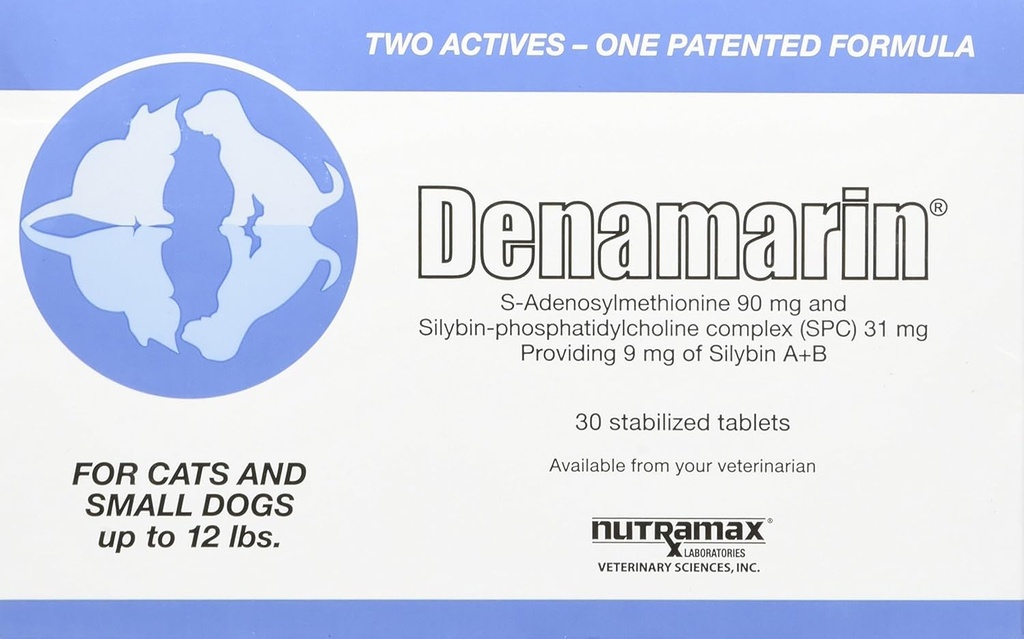 Nutramax Laboratories Denamarin Liver Health Supplement for Small Dogs and Cats - with S- Adenosylmetionine (SAMe) and Silybin, 30 Tablets