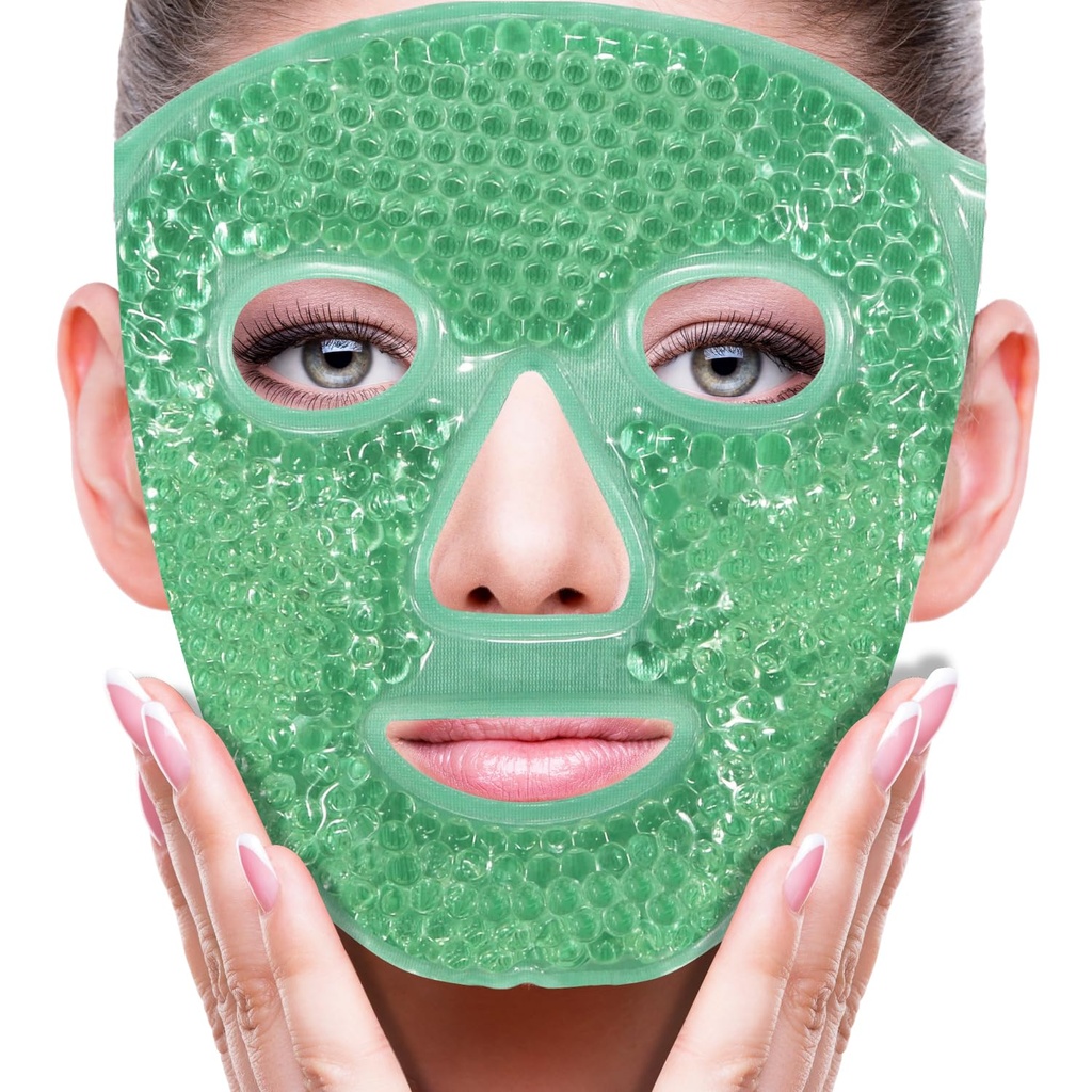 ZNÖCUETÖD Face Eye Mask Ice Pack do zmniejszenia puffness, torby pod oczami, Puffy Dark Circles, Migrena, Hot / Cold Pack z miękkim pleśń Backing (Zielony # 43)