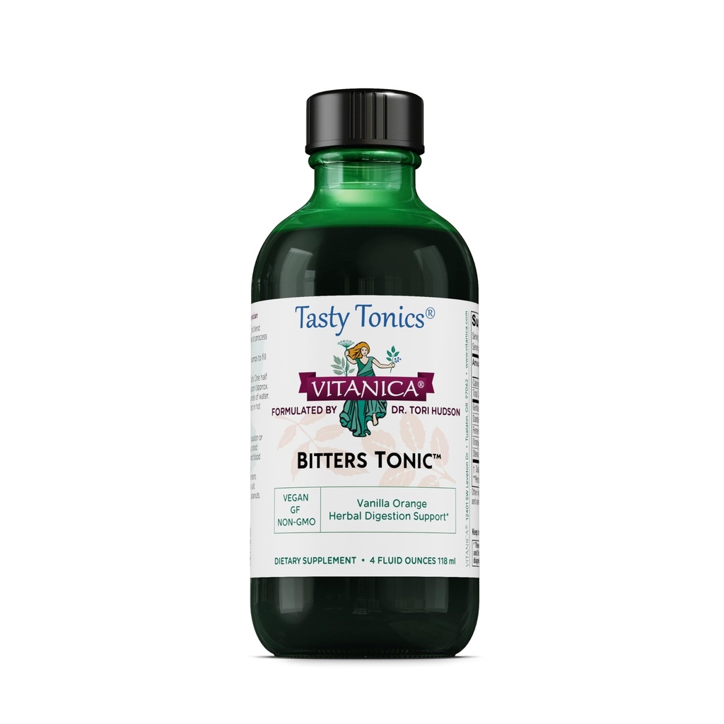 Vitanica Bitters Tonic, suplement diety płynnej, Wsparcie trawienia, Alkohol wolny, Vanilla Orange, Wegan, 4 unce (Bitters Tonic)
